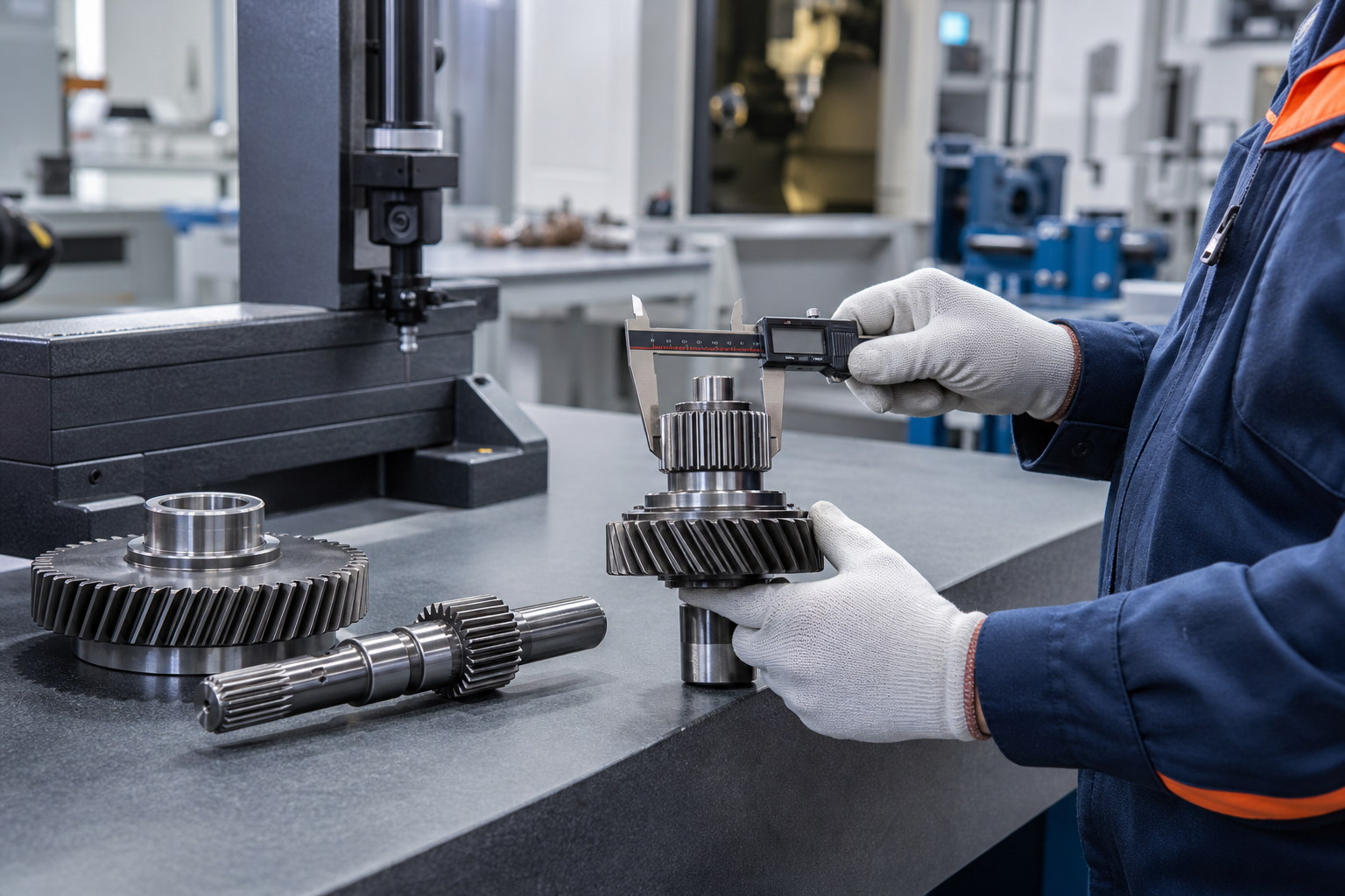 Precision inspection of a machined agricultural machinery gear